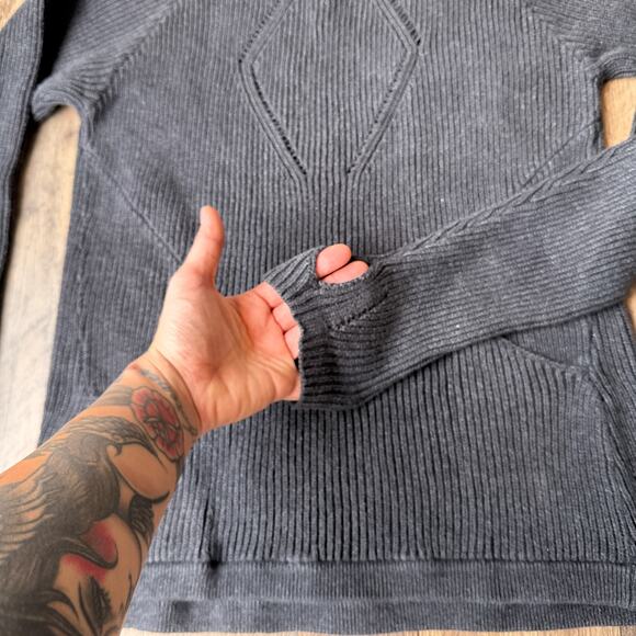 Lululemon Knit Crew Neck Ribbed Sweater Women's Size 2 Gray Knit Pockets - Picture 4 of 9